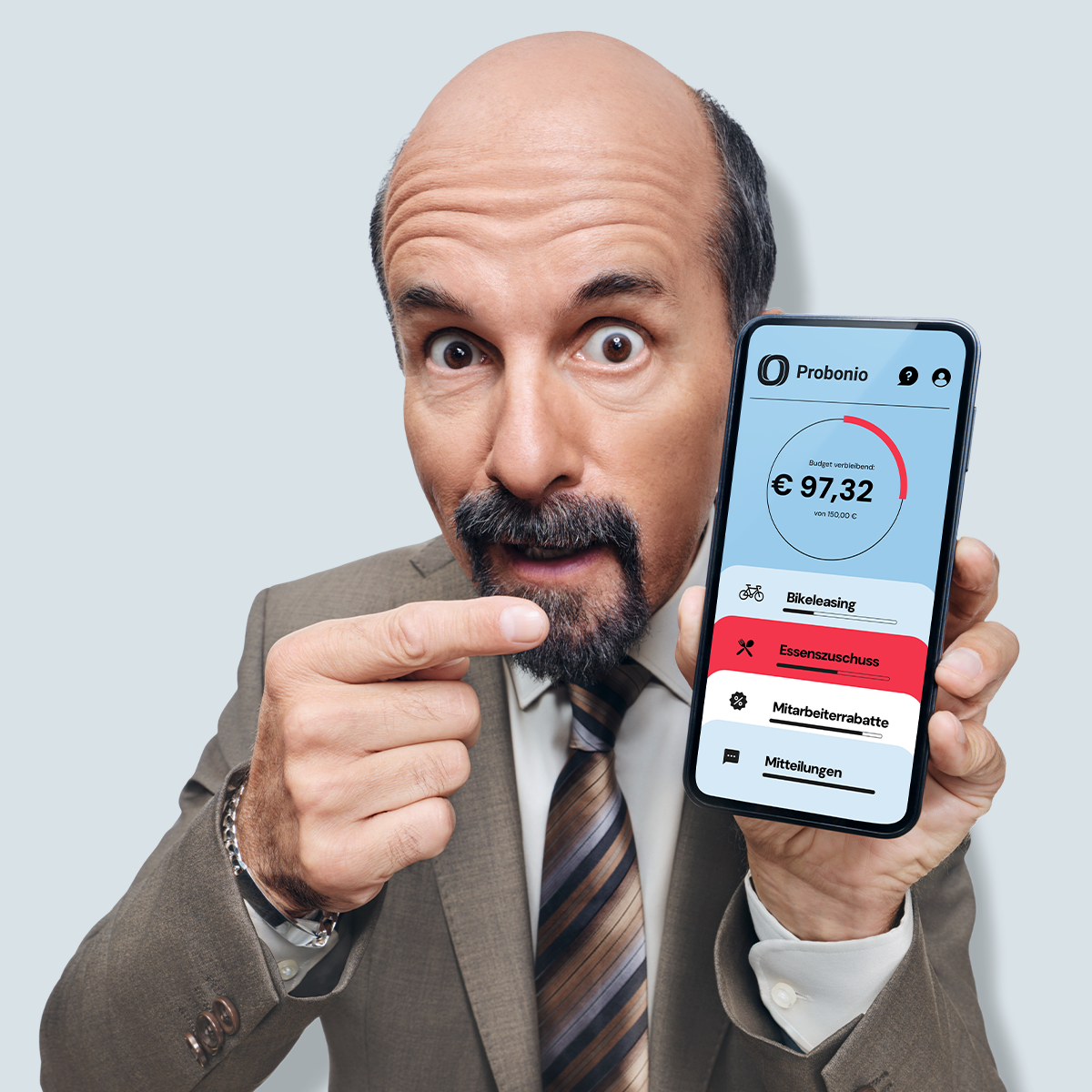 Stromberg empfiehlt Probonio Stromberg zeigt auf iPhone mit Probonio App