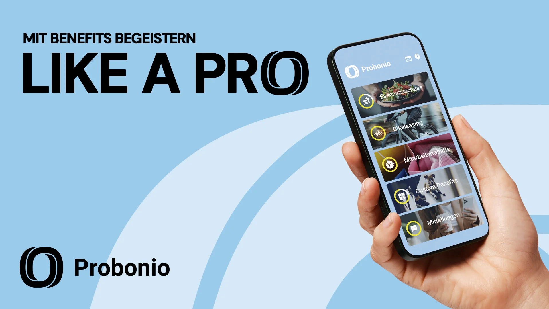 Pressemitteilung: Probonio expandiert nach Österreich Probonio App auf einem Handy