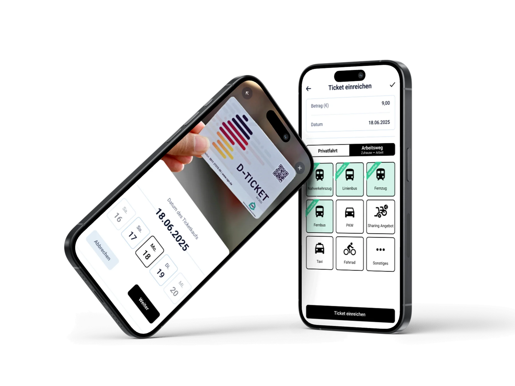 2 iPhones zeigen Deutschlandticket