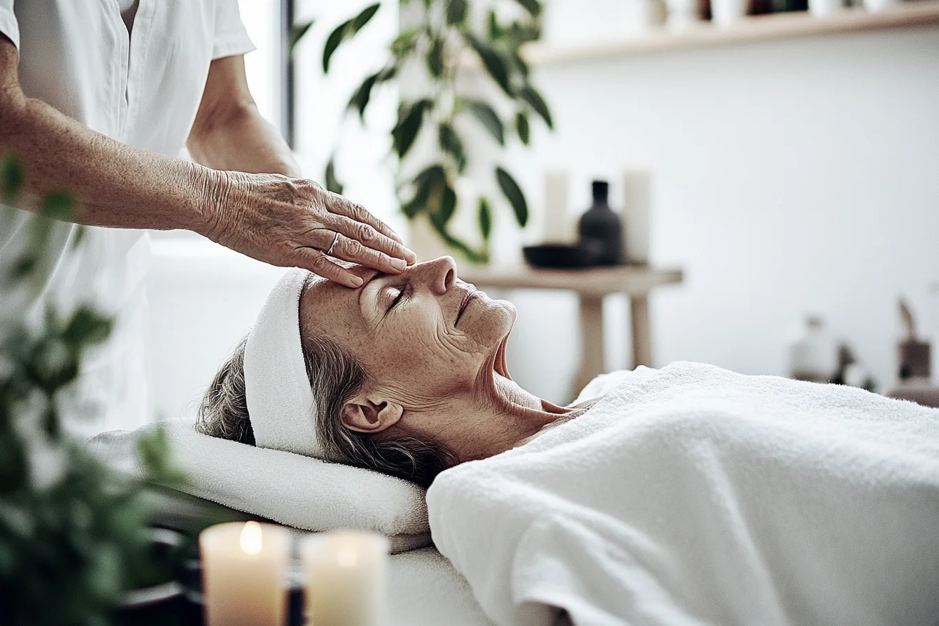Erholungsbeihilfe Frau während Kopfmassage