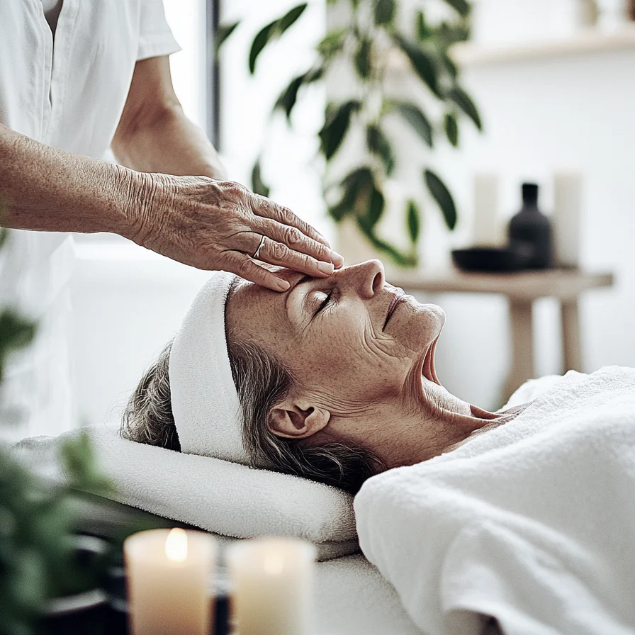 Erholungsbeihilfe Frau während Kopfmassage