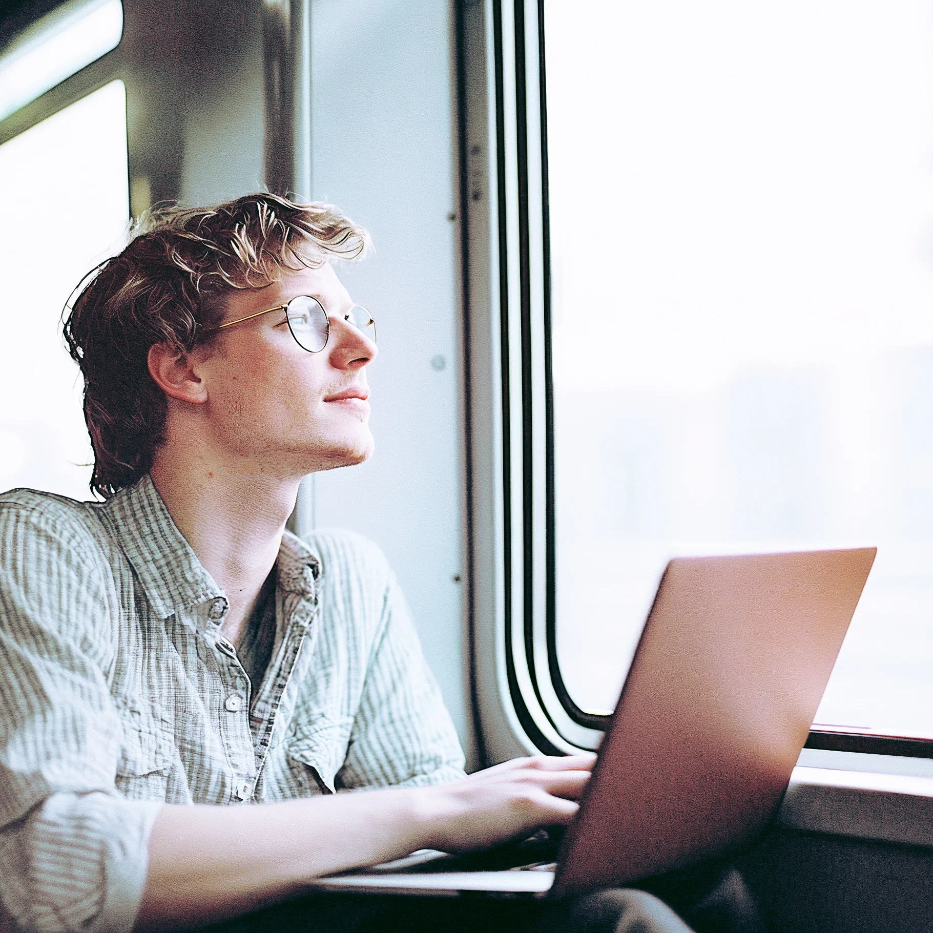 Mobilitätsbudget Mann mit Laptop im Zug
